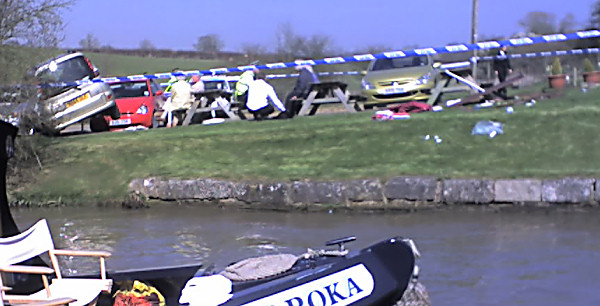 Note smashed table and car ON TOP of another