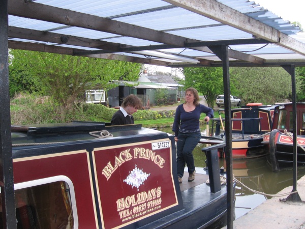 Narrowboat moored at Acton Bridge base