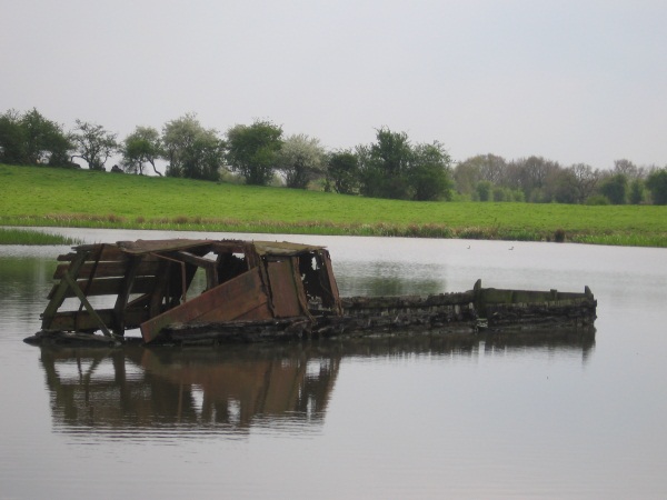Derelict sunk narrow boat