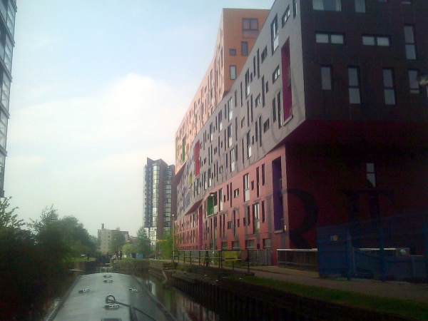 Canal with apartment blocks in background