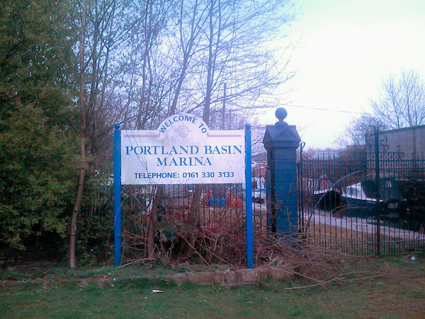 Sign at the entrance of Portland Basin Marina
