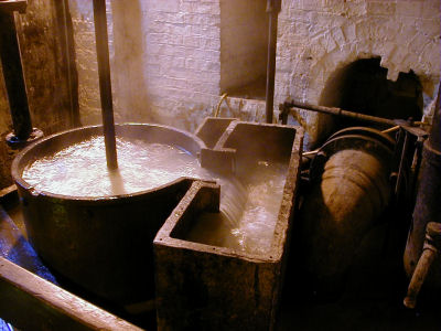 Water being lifted by the beam engines