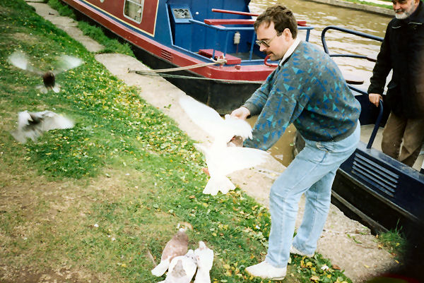 Andrew feeding pigeons