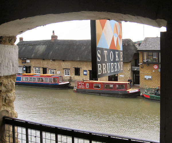 View from Stoke Bruerne canal museum of the Boat Inn (nice pint!)