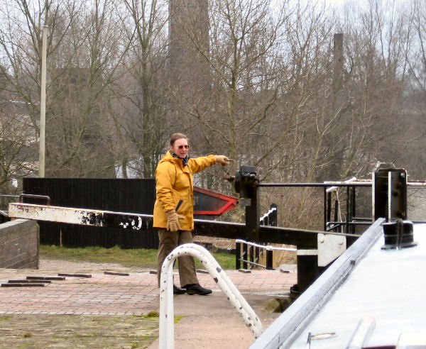 Alison working the first Etruria lock